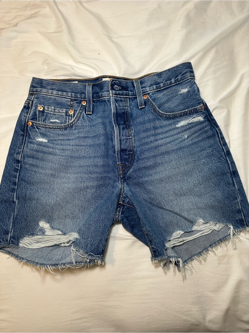 Levi's Blue Distressed Cutoff Denim Shorts